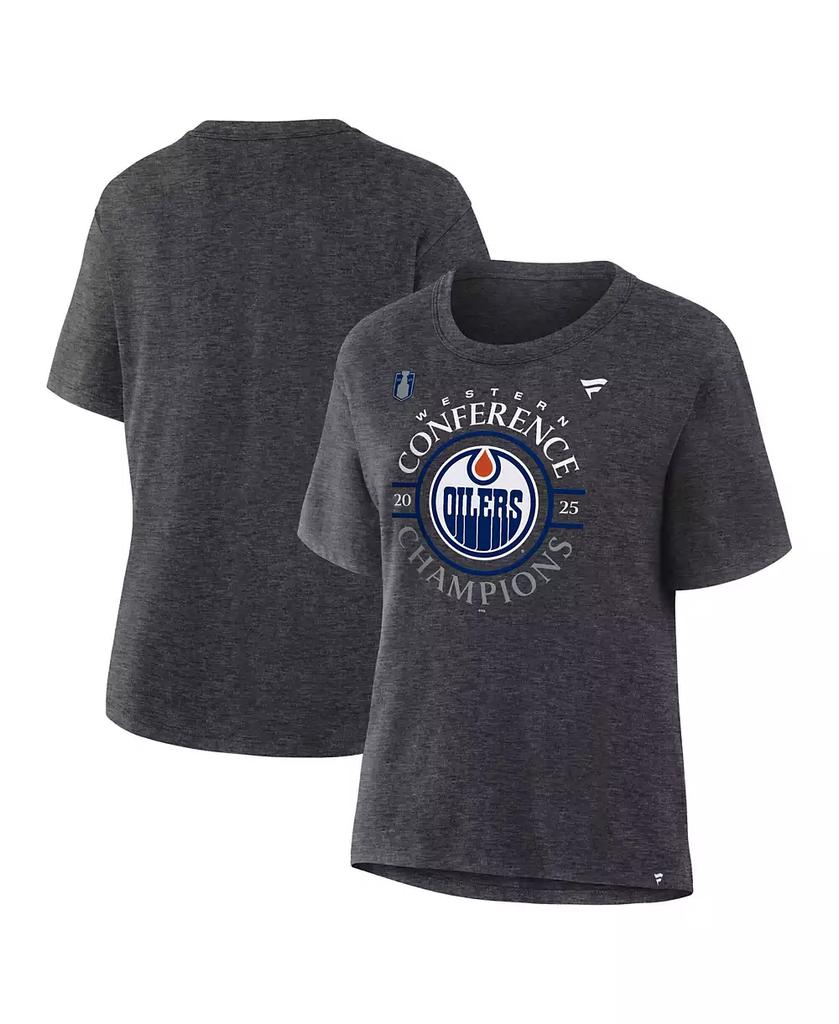 Fanatics Women's Heather Charcoal Edmonton Oilers 2025 NHL Western Conference Champions Locker Room T-Shirt