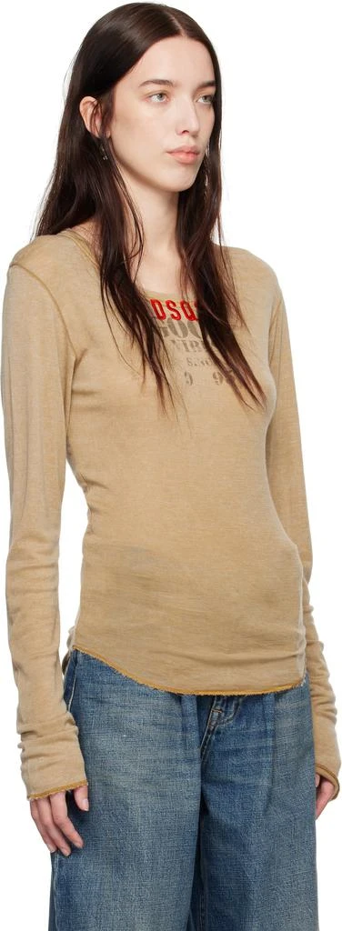 DSQUARED2 Beige Marble Dyed Choke Fit Long Sleeve T-Shirt 2