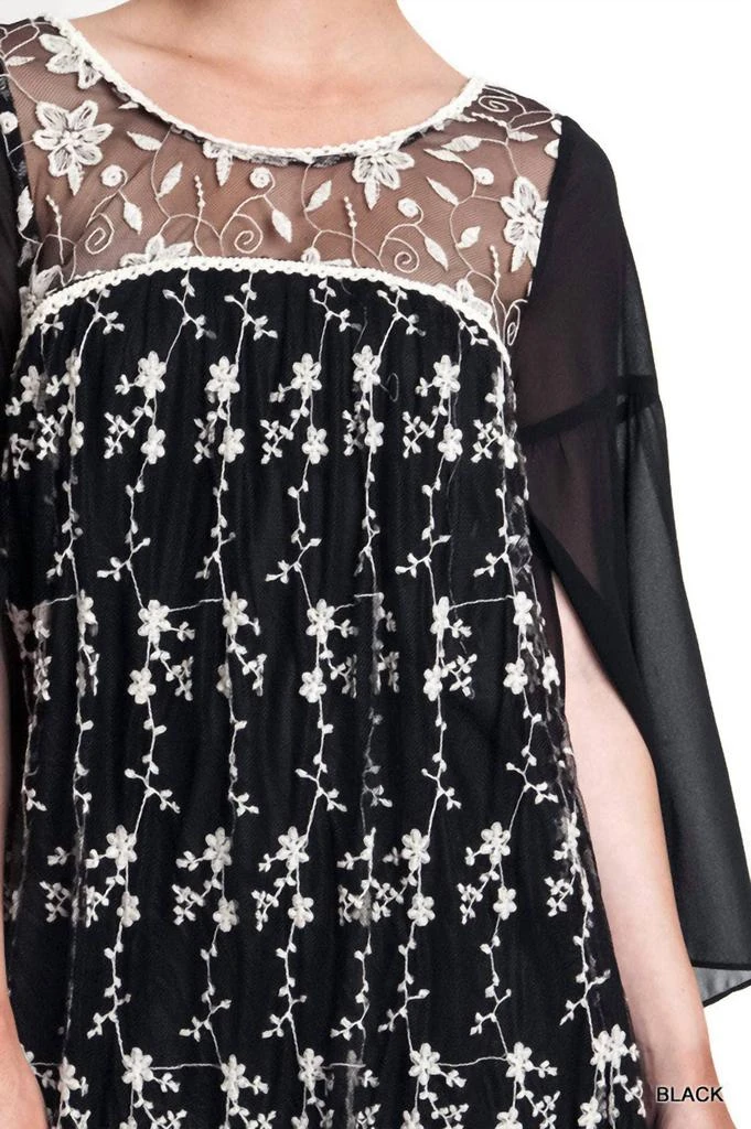 umgee Lace Baby Doll Tunic Dress In Black - Black - Medium