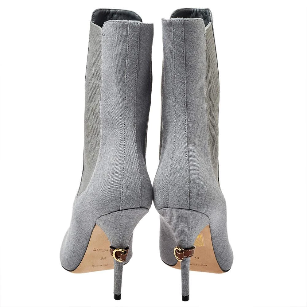 Burberry Burberry Grey Canvas And Elastic Fabric Peep Toe Kenzie Ankle Boots Size 39.5 5