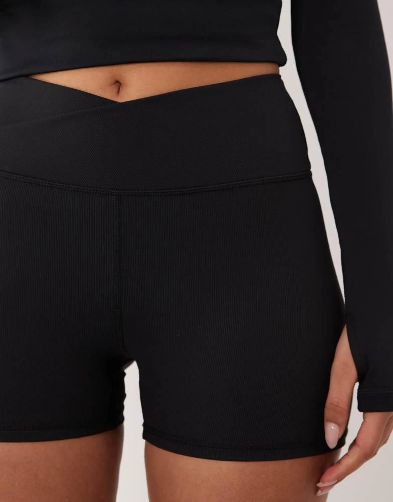 4505 4505 Hourglass micro rib wrap waist 3 inch booty short in black 4