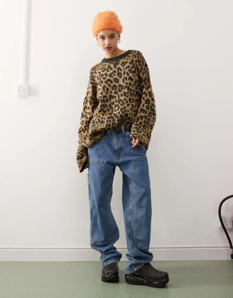 The Ragged Priest The Ragged Priest oversized knitted jumper with distressing in brown leopard 4