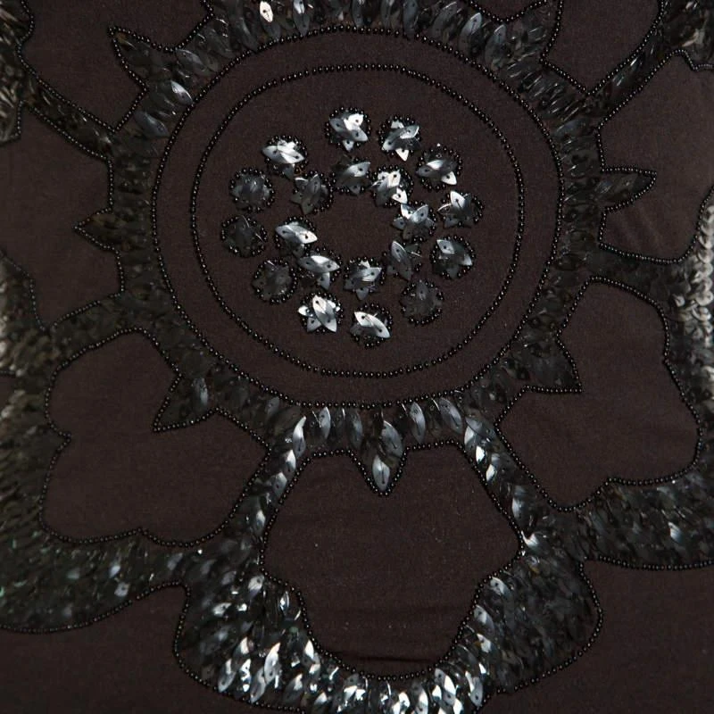 Gianfranco Ferre GF Ferre Black Sequin Embellished Plunge Back Neck Top XXS 4