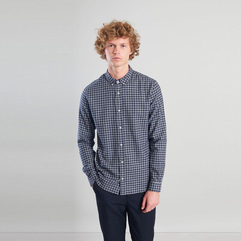 L'Exception Paris Chequered Flannel Shirt Navy Blue L'EXCEPTION PARIS