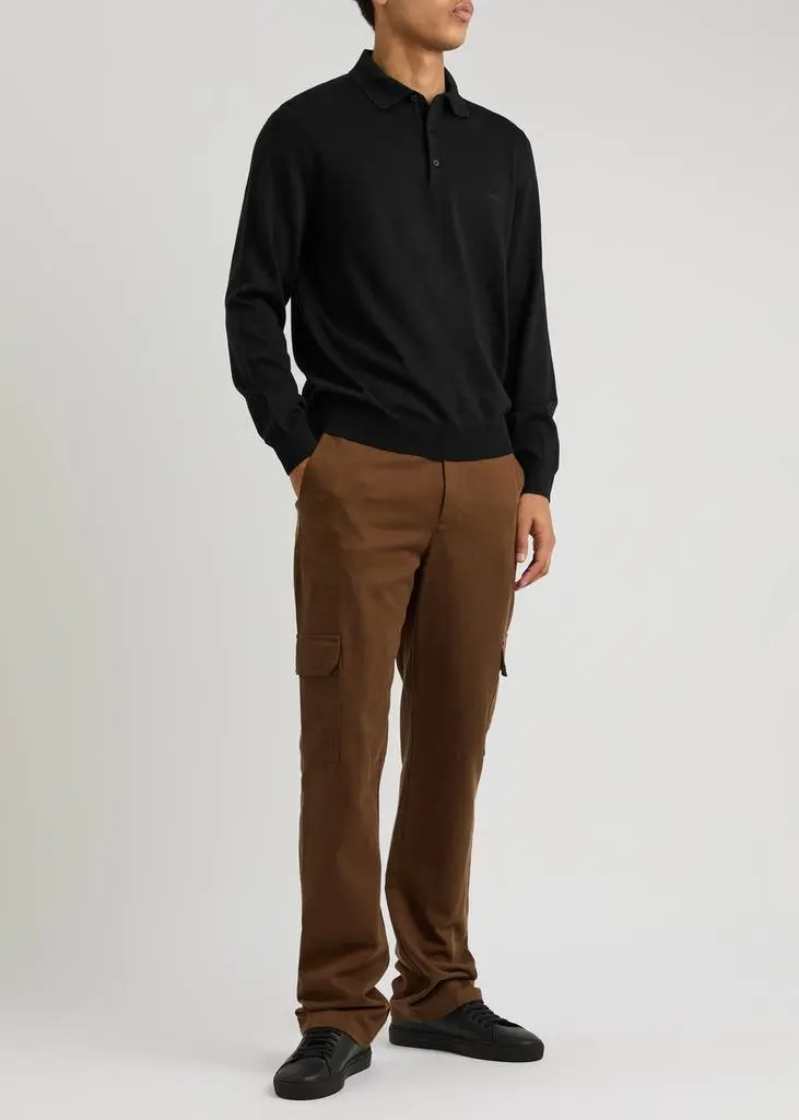 Hugo Boss Logo knitted wool polo shirt 4