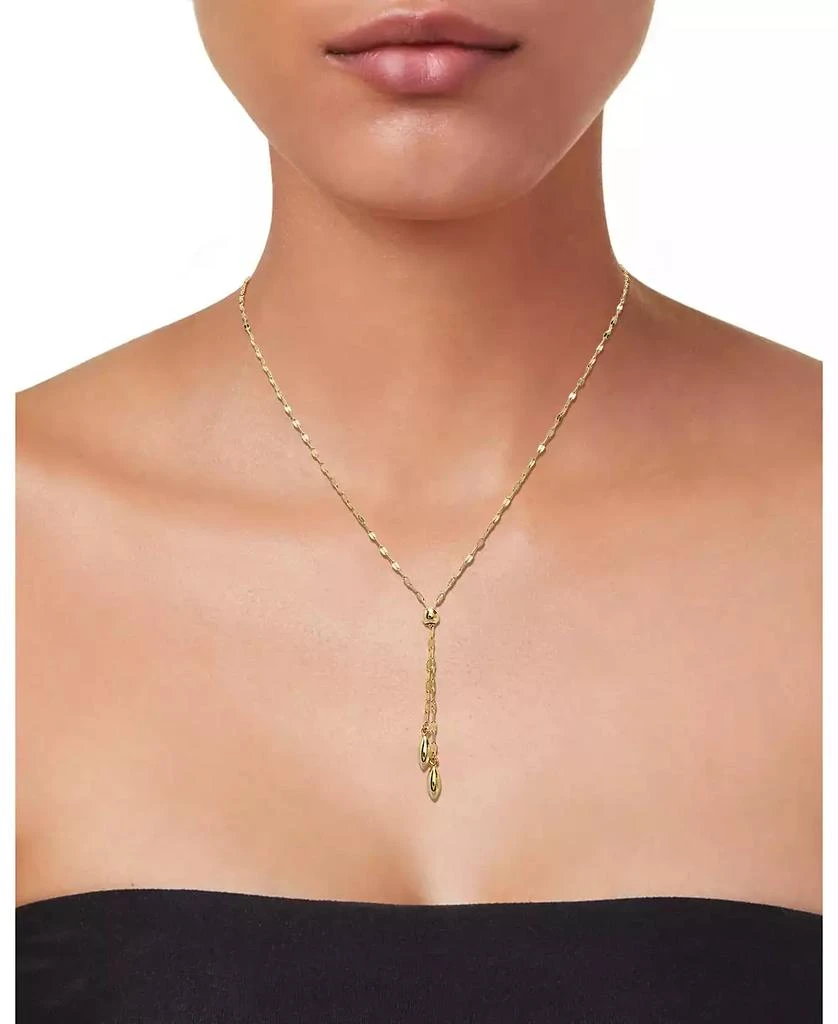 Macy's Double Bead Adjustable 18" Lariat Necklace in 10k Gold 3