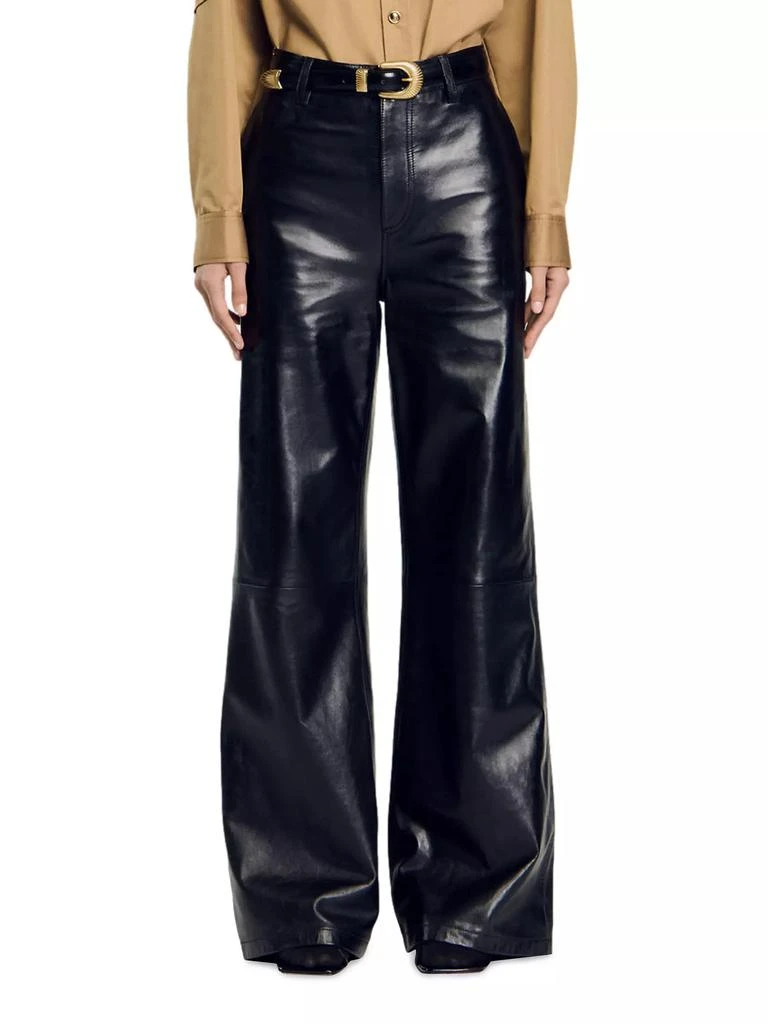 Sandro Flared Leather Trousers 5