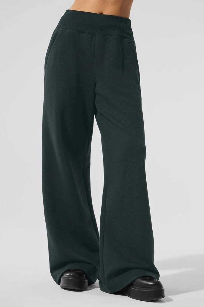 Alo Serenity Wide Leg Sweatpant - Charcoal Green 1