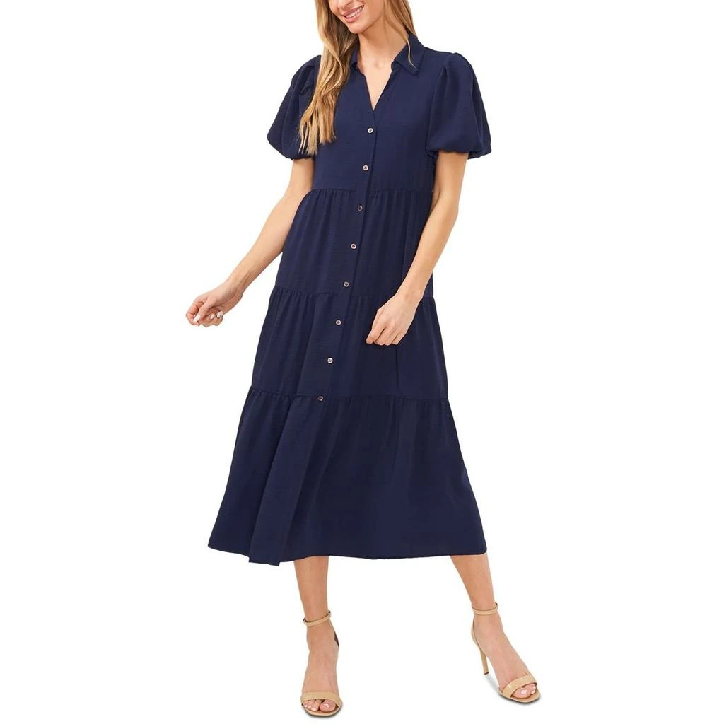 CeCe Womens Tiered Polyester Midi Dress 1