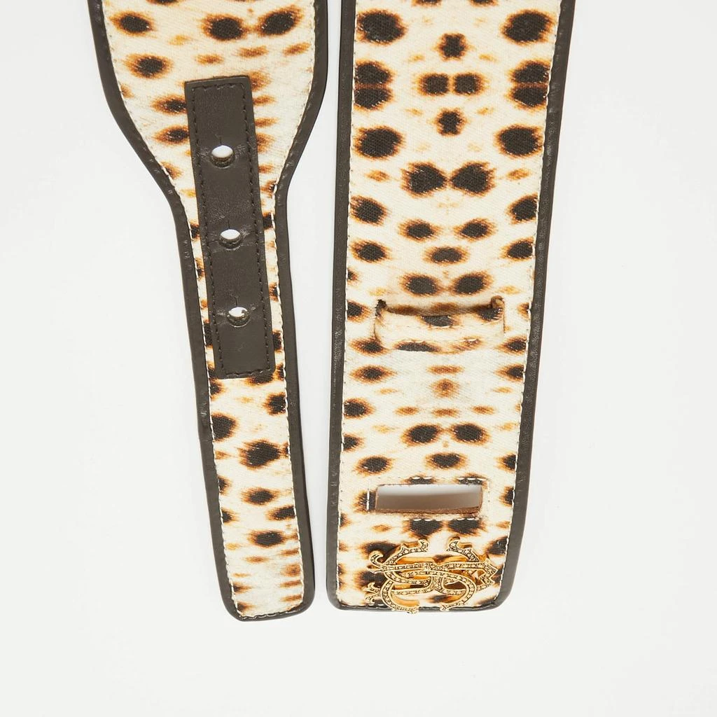 Roberto Cavalli Roberto Cavalli Beige Leaopard Print Canvas RC Logo Waist Belt 95CM 2