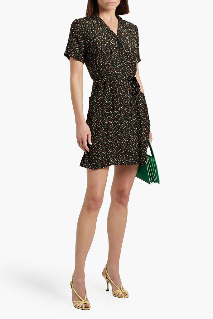HVN Maria printed silk mini shirt dress