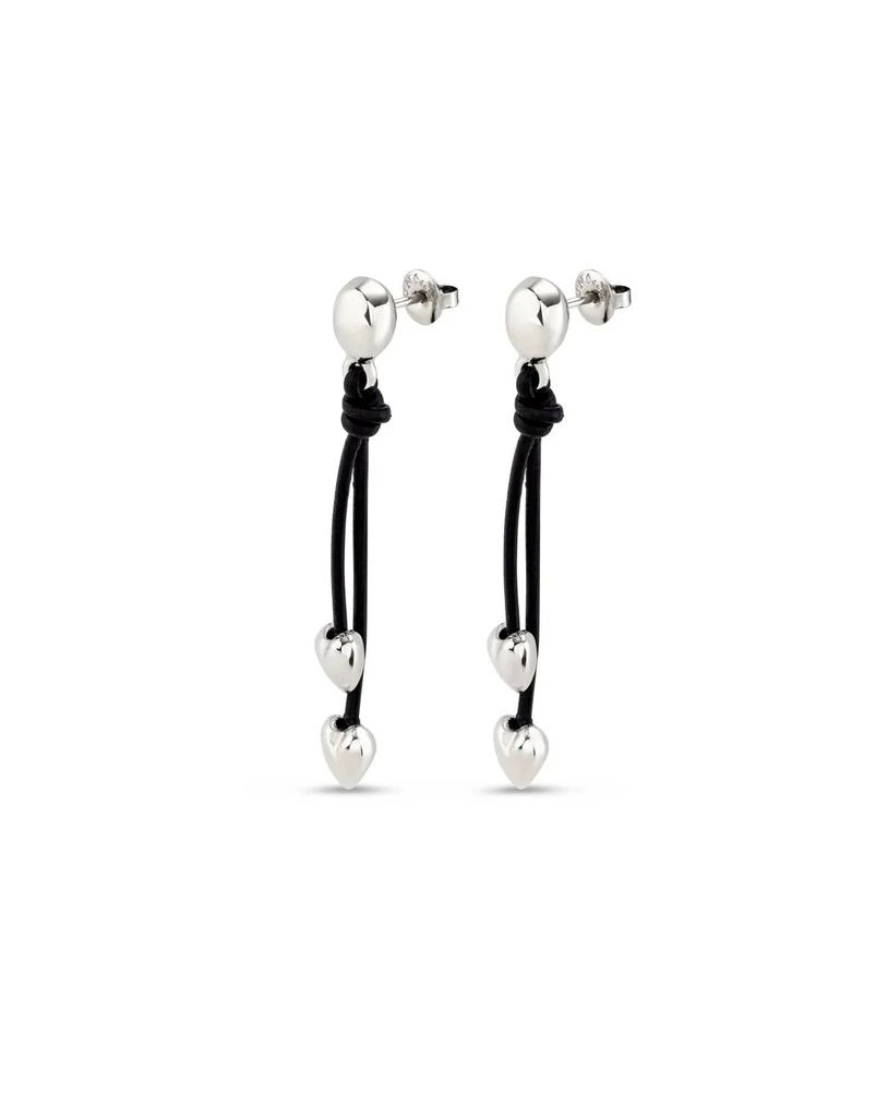 UNOde50 Unode50 - Leather Drop Earrings With Two Small Hearts