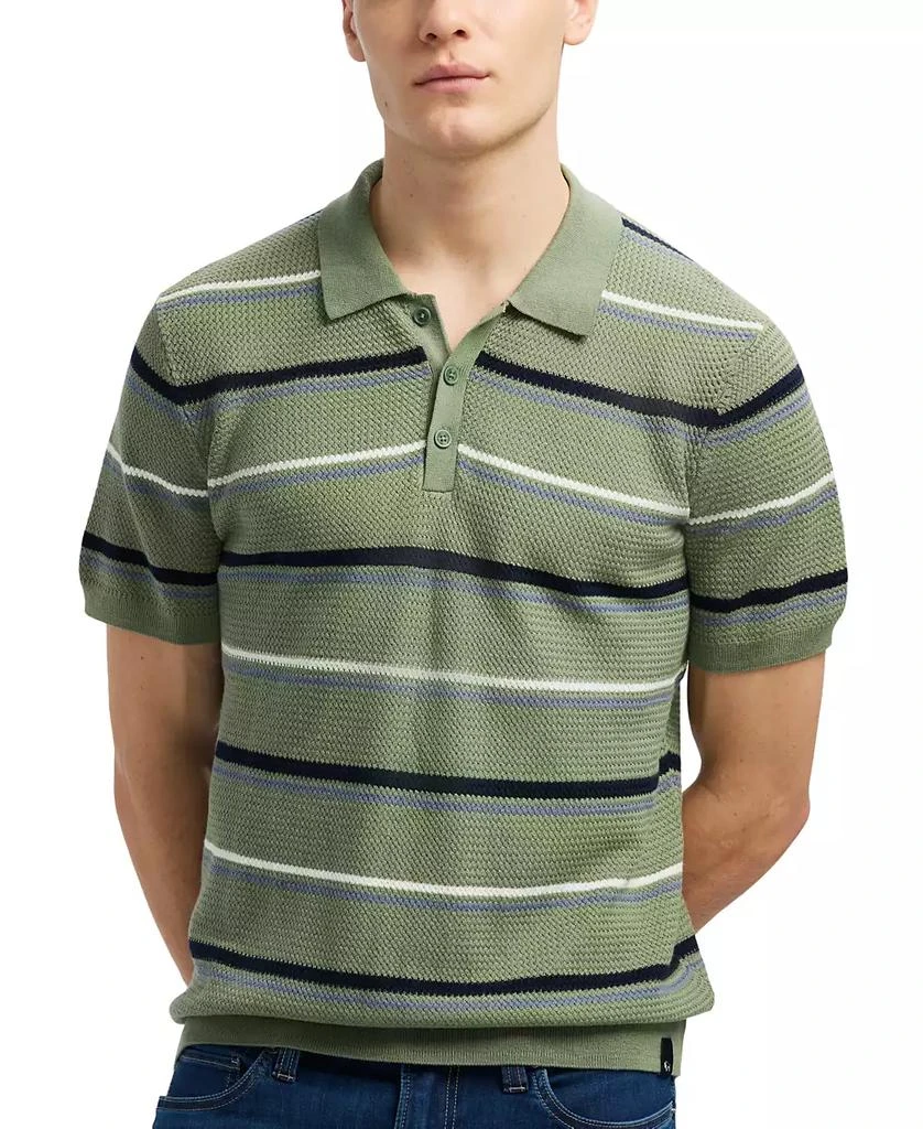 BUFFALO David Bitton Men's Winder Short Sleeve Striped Polo Sweater 4