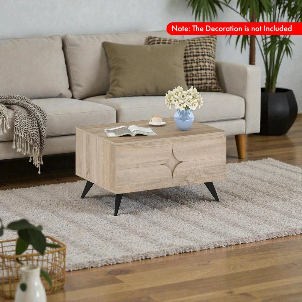 Hivvago Farmhouse Style Living Room Coffee Table with Built-In Storage Space 2