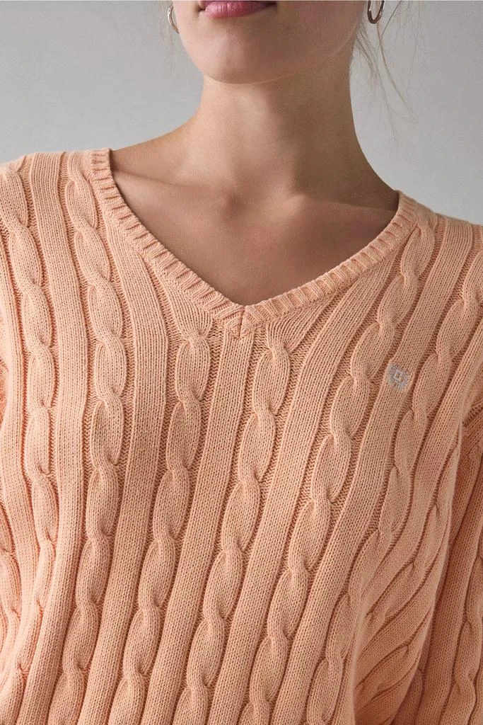 Vintage 
ReMADE by UO Vintage By UO Bleached Cable Knit V-Neck Sweater 3