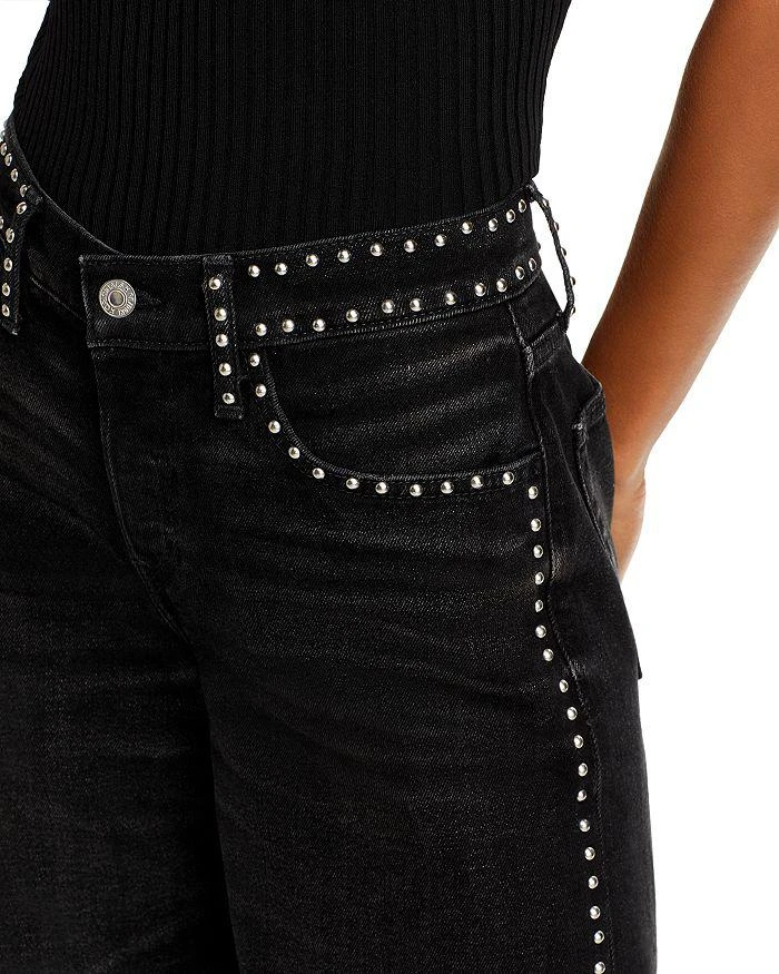 Re/Done Studded Mid Rise Wide Leg Jeans in Crafted Black 6