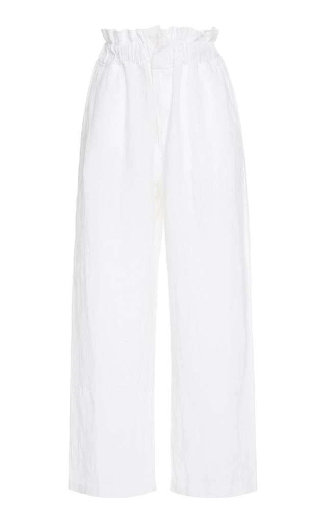 Posse Posse - Exclusive Ducky Oversized Paperbag-Waist Linen Pants  - White - XL - Moda Operandi 1