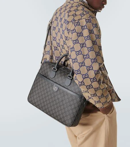 Gucci GG Supreme leather-trimmed briefcase 3