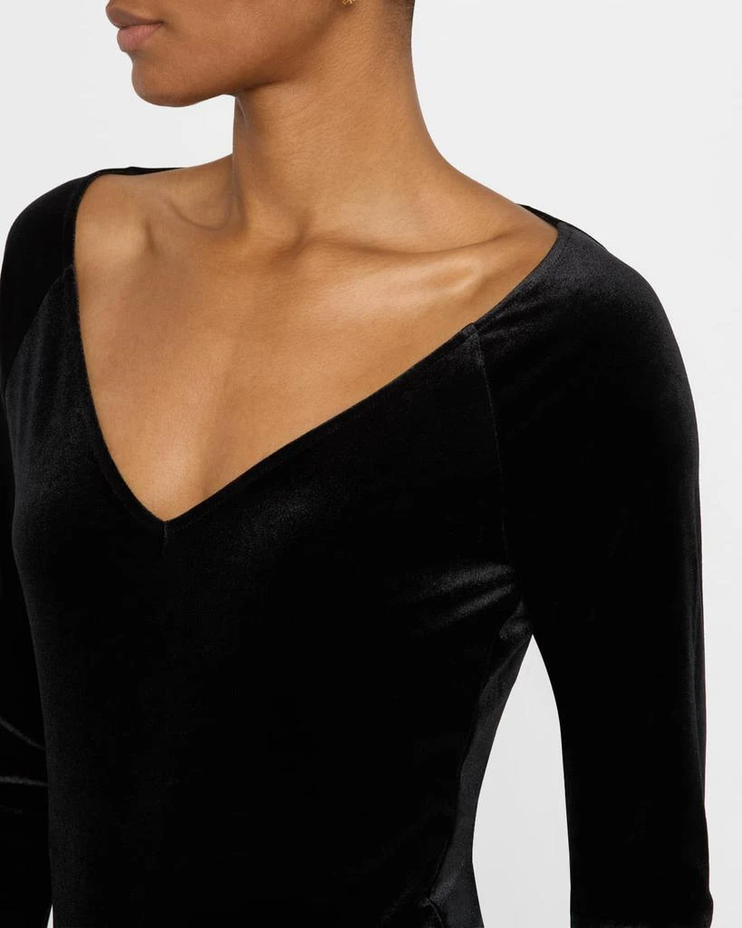 L'Agence Winona Long-Sleeve Velvet Bodysuit 5