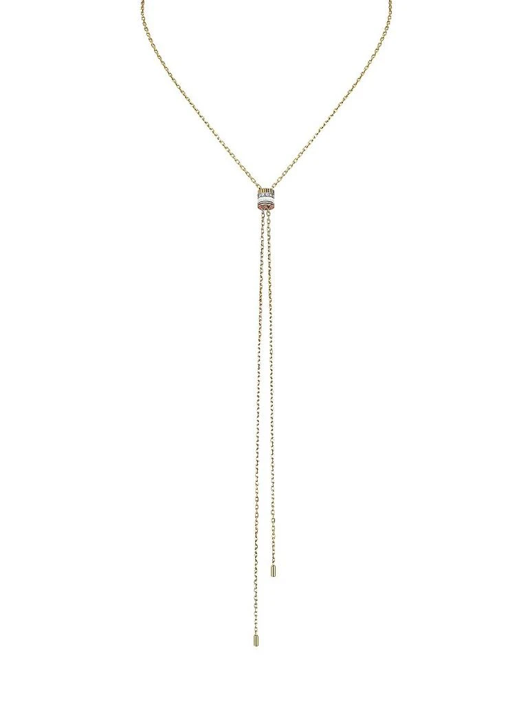Boucheron Quatre Classique White Edition 18K Tri-Tone Gold, White Ceramic & Diamond Pendant Mini Bolo Necklace 1