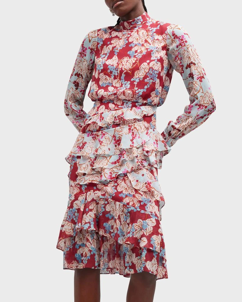 Saloni Isa Mock-Neck Floral-Print Silk Midi Dress 7