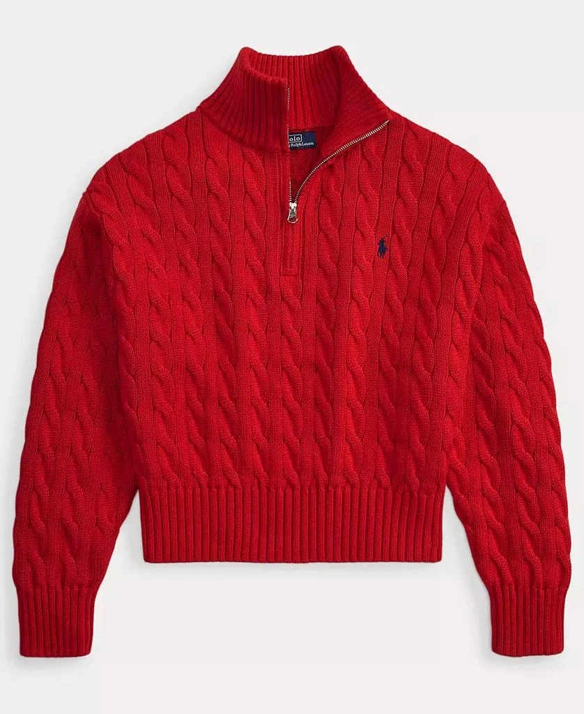 Ralph Lauren Women's Cable-Knit Cotton Quarter-Zip Sweater 8