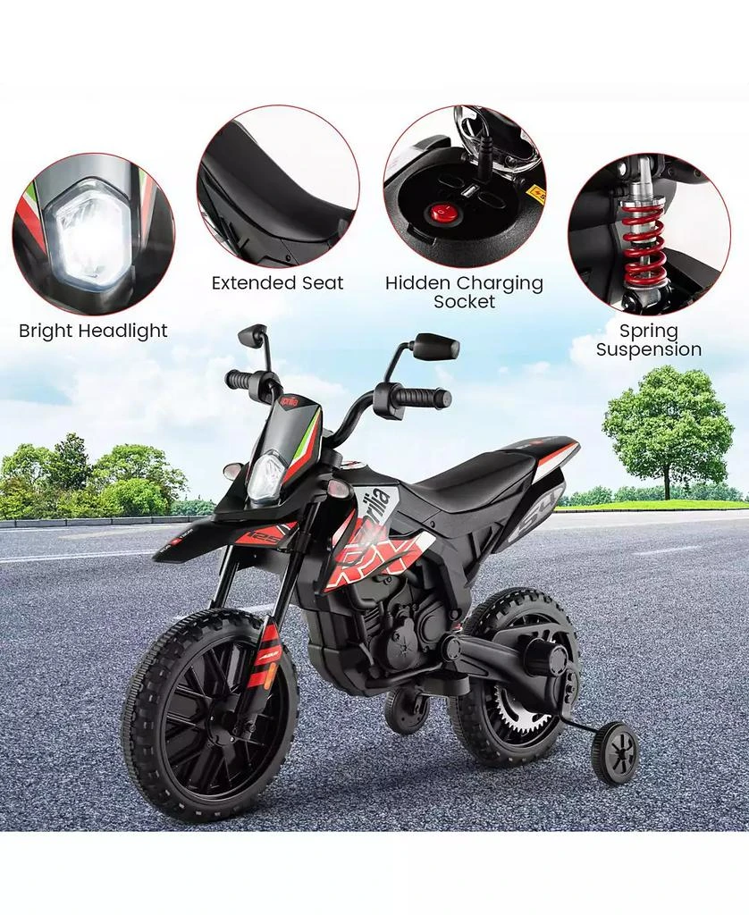 Costway 12V Licensed Aprilia Kids Ride On Motorcycle Electric Dirt Bike with Light 
Music 9