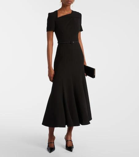 knee length dresses for ladies Panel Drape Crepe Flared Midi Dress by ROLAND MOURET main image 0