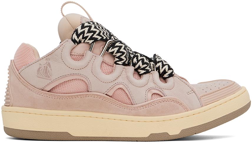Lanvin Pink Leather Curb Sneakers