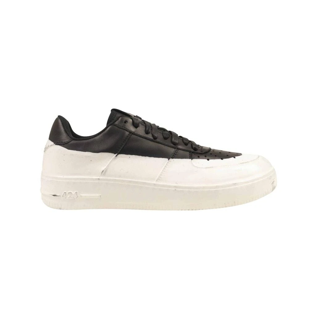 424 ON FAIRFAX Black Wax Dip Low Leather Sneakers 3