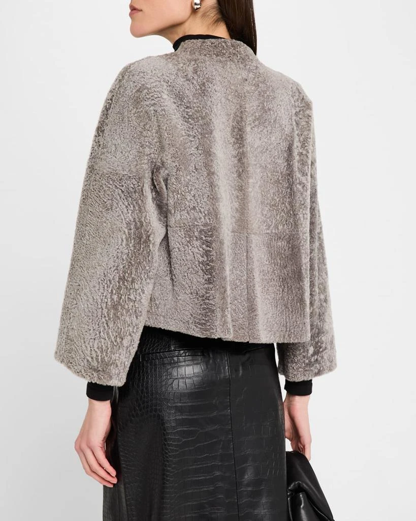 Gorski Reversible Collarless Shearling Lamb Jacket 3