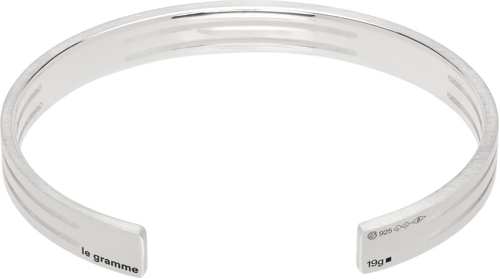 Le Gramme Silver Perforated Ribbon 'Le 19g' Bracelet