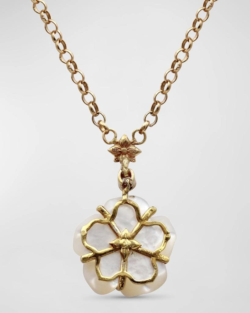Stephen Dweck White Mother of Pearl and White Diamond Pendant Necklace in 18K Gold 3