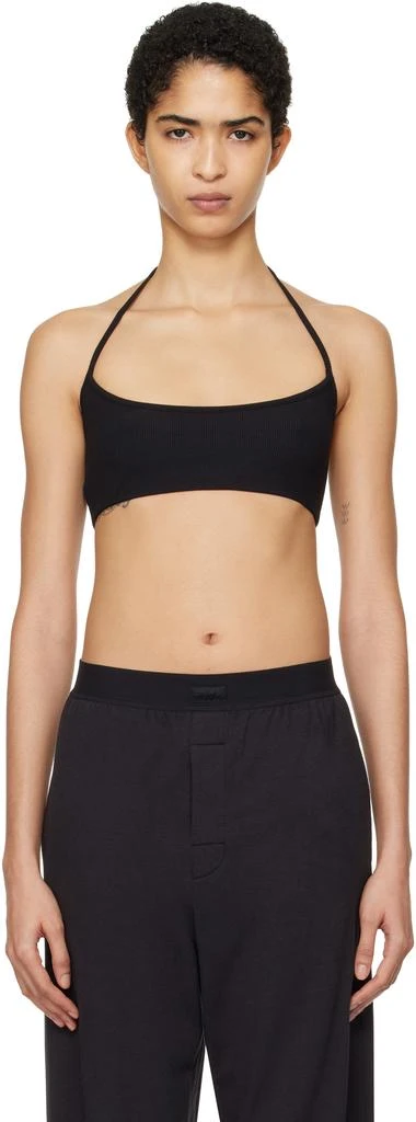 SKIMS Black Soft Lounge Halter Scoop Bralette 1