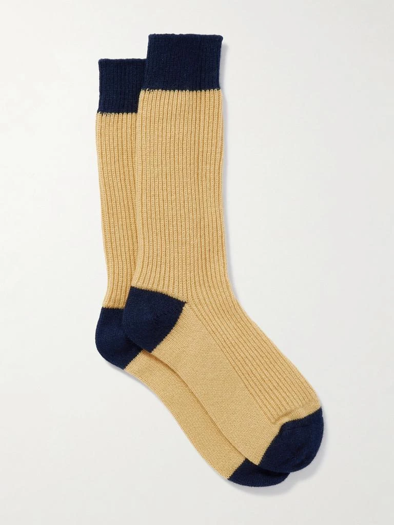 Guest In Residence Two-tone Ribbed Cashmere Socks