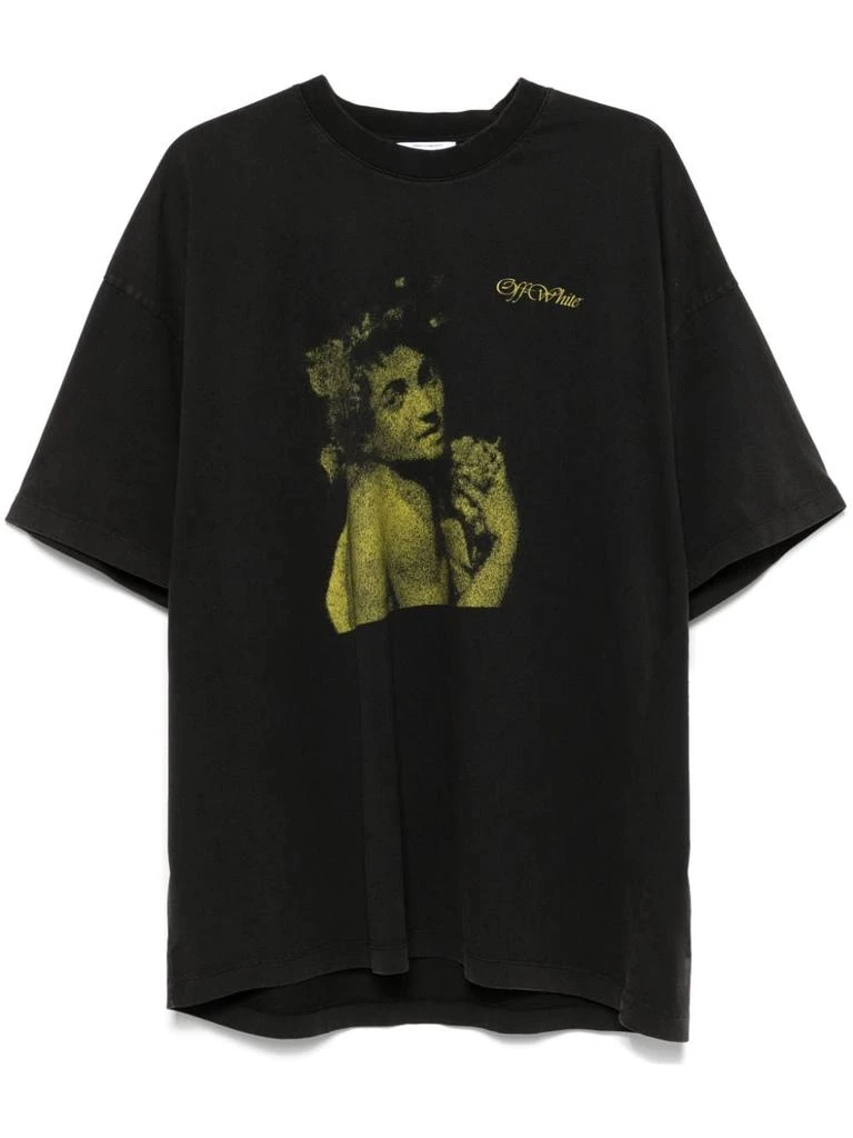 Off-White  BLACK COTTON T-SHIRT WITH LOGO PRINT 1
