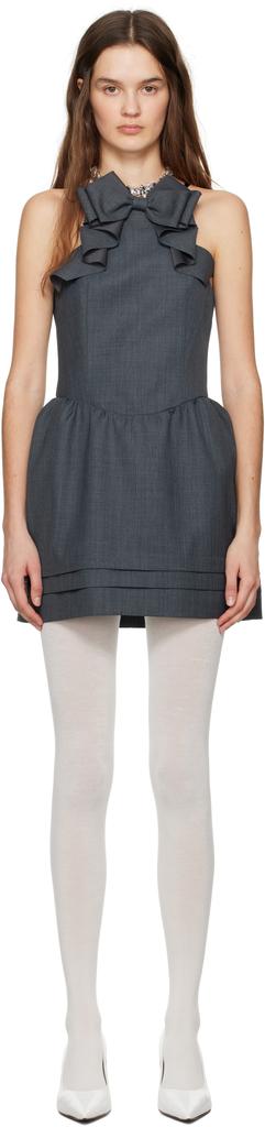 Shushu/Tong Gray 3D Bow Hanging Neck Minidress