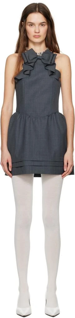 Shushu/Tong Gray 3D Bow Hanging Neck Minidress 1