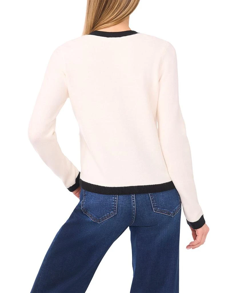 CeCe Flower Button V Neck Cardigan Sweater 2