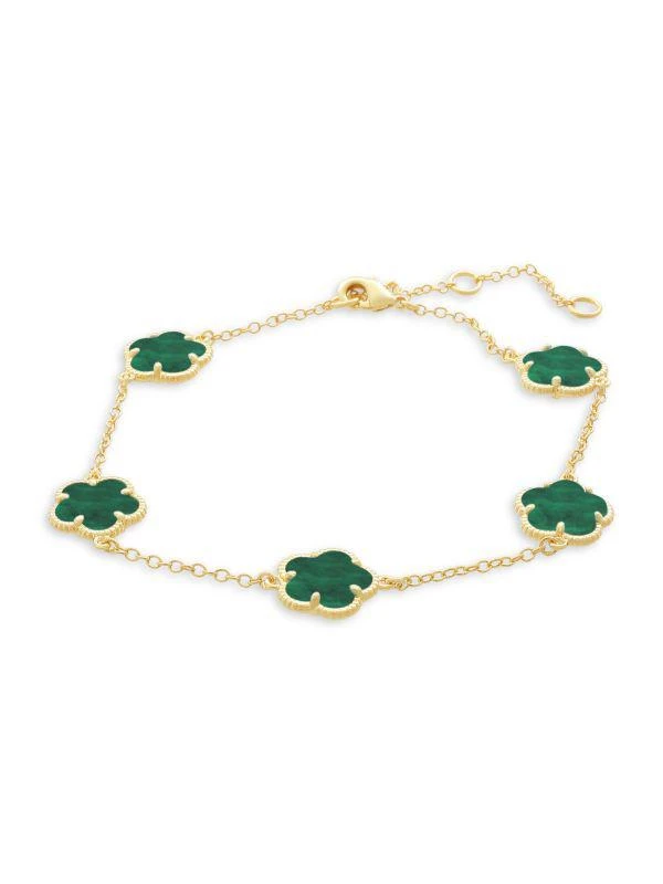 JanKuo Clover 14K Goldplated & Synthetic Emerald Bracelet 1