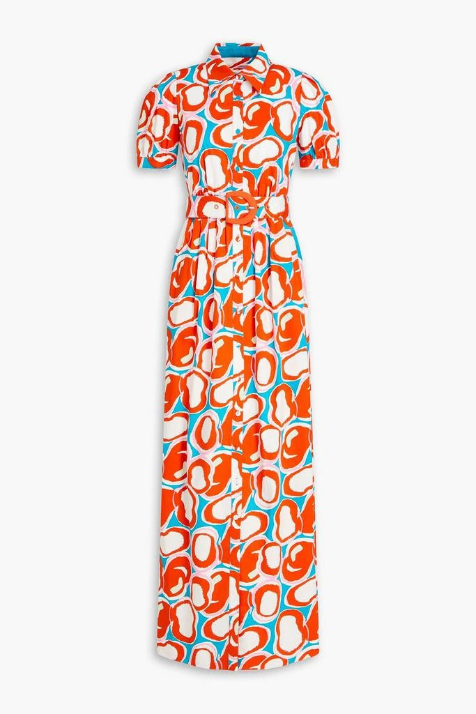 Diane von Furstenberg Paddy pleated printed stretch-cotton poplin maxi shirt dress 1