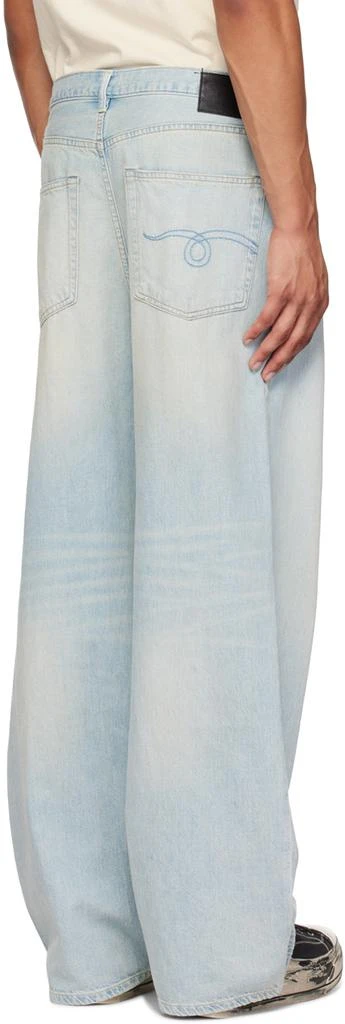 R13 Blue Damon Pleated Wide Leg Jeans 3
