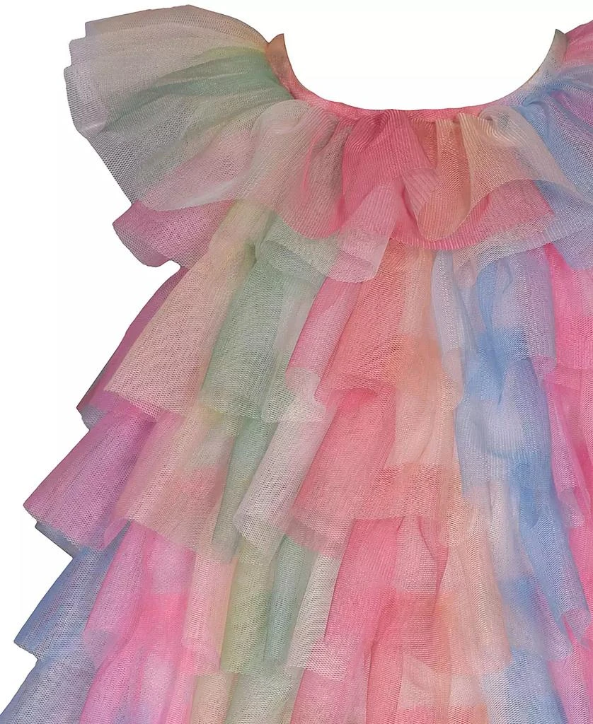 Bonnie Baby Baby Girls Short Sleeve Rainbow Mesh Ruffle Trapeze Dress 3