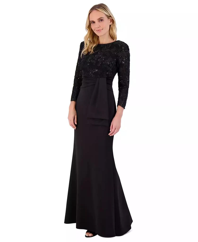 Eliza J Women's Floral-Sequin 3/4-Sleeve Boat-Neck Gown 2