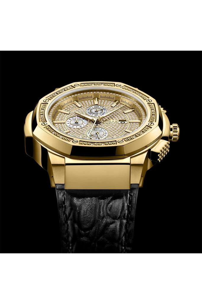 Jbw Men's Saxon Diamond Croc Embossed Leather Strap Watch, 48mm - 0.16 ctw 7