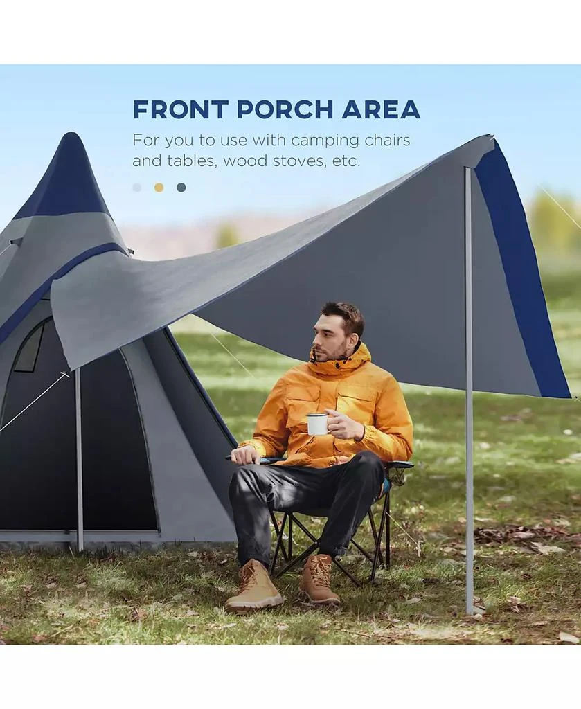Outsunny Camping Tent with Porch, Teepee Tent Near-Inst Tent, 3