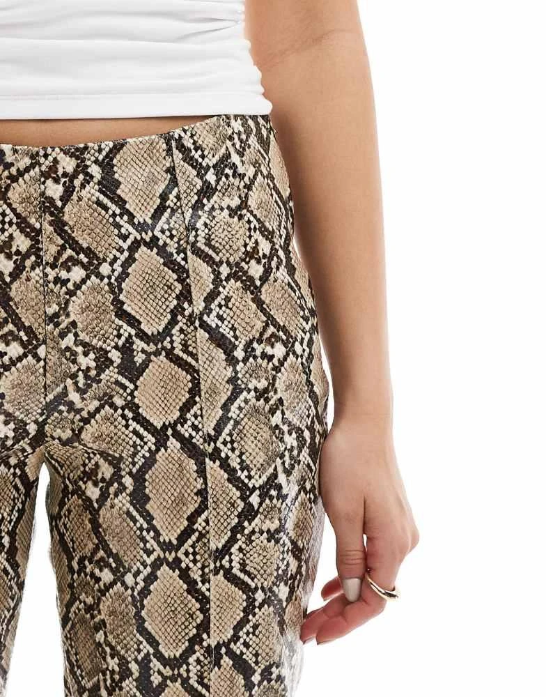 Bershka Bershka straight leg faux leather trousers in snake print 3