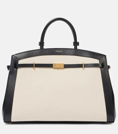 Demellier Hudson leather-trimmed canvas tote bag 1