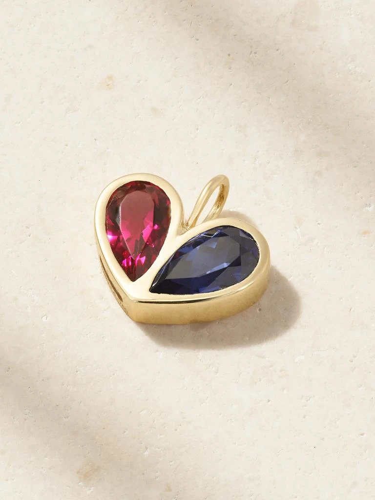 Gemella Jumbo Sweetheart 18-karat Gold, Rubelite And Sapphire Pendant