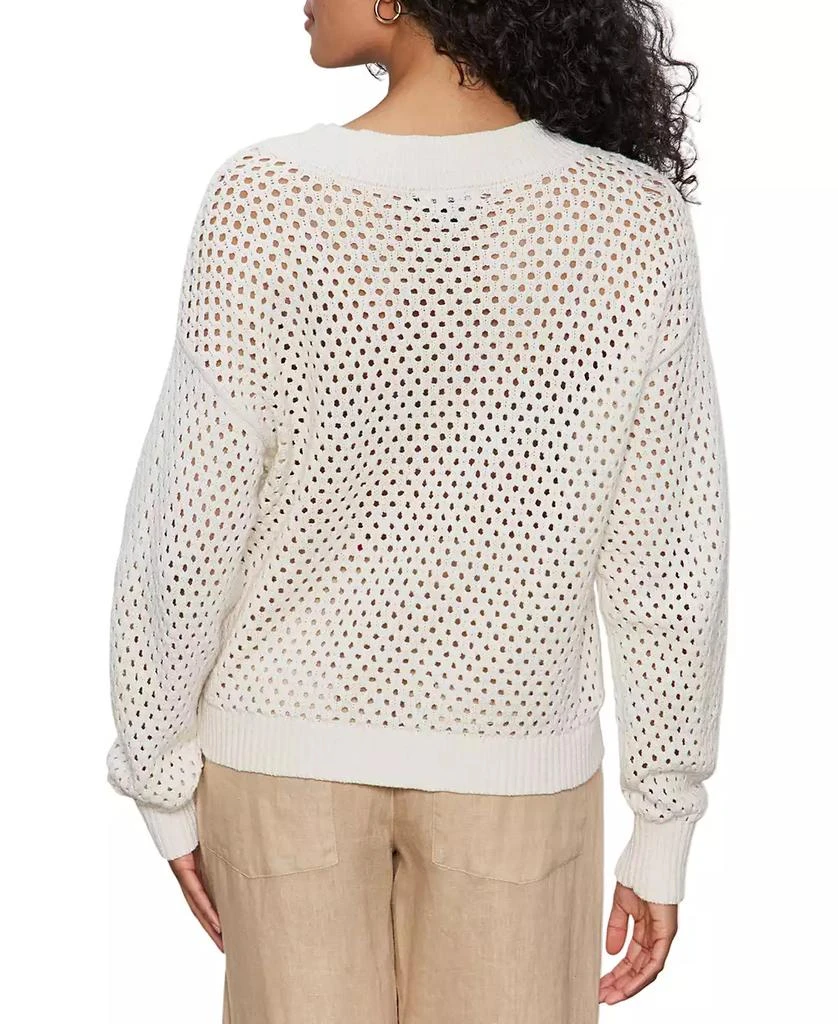 Sanctuary Women
s Airy Openwork Cotton V-Neck Sweater 4
